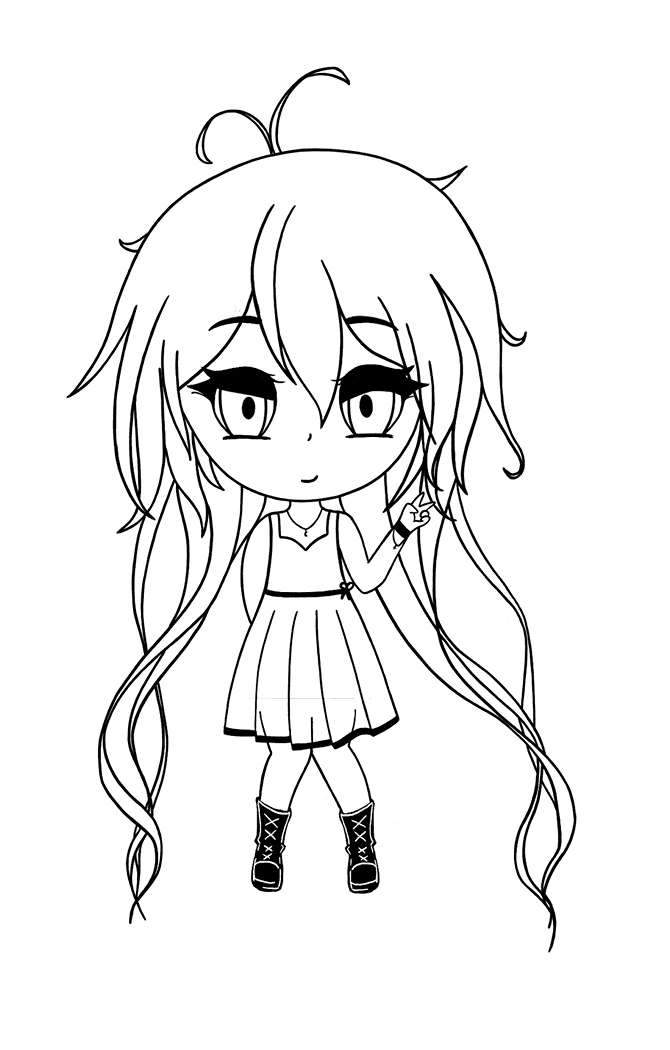 Ma poupée manga Lady Ness, dessin noir sur fond blanc